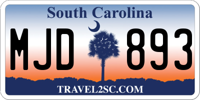 SC license plate MJD893
