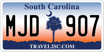 SC license plate MJD907