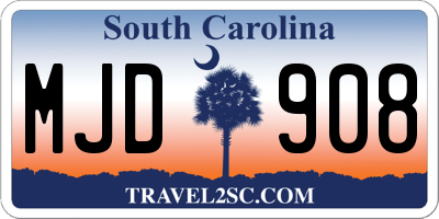 SC license plate MJD908