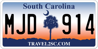 SC license plate MJD914