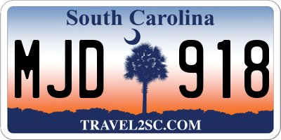SC license plate MJD918