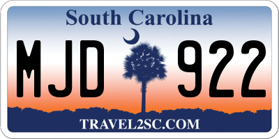 SC license plate MJD922