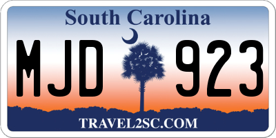 SC license plate MJD923