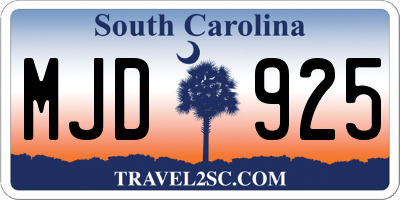 SC license plate MJD925