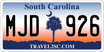 SC license plate MJD926