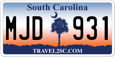 SC license plate MJD931