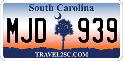SC license plate MJD939