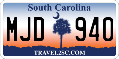 SC license plate MJD940