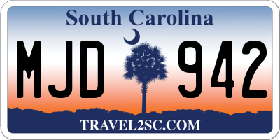 SC license plate MJD942