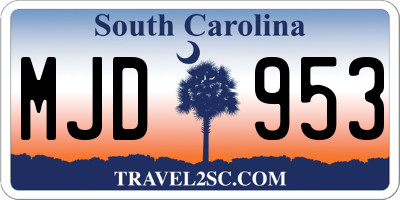 SC license plate MJD953