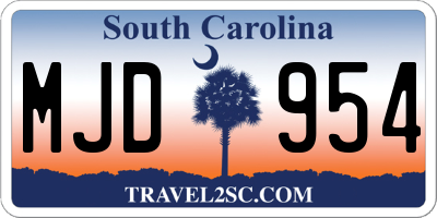 SC license plate MJD954