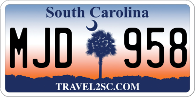 SC license plate MJD958
