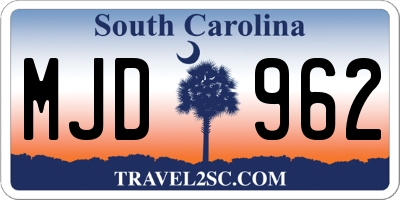 SC license plate MJD962