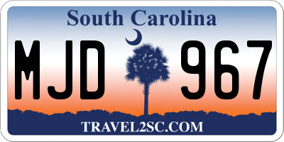 SC license plate MJD967
