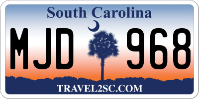 SC license plate MJD968