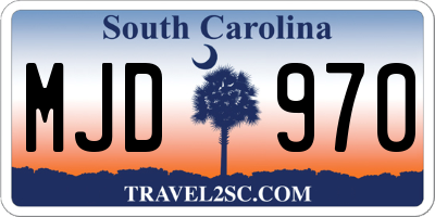 SC license plate MJD970