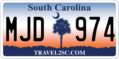 SC license plate MJD974