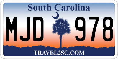 SC license plate MJD978