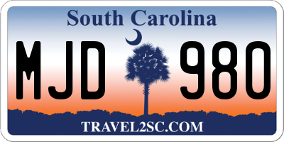 SC license plate MJD980