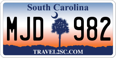 SC license plate MJD982