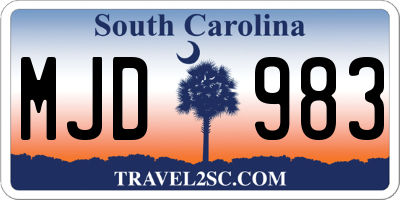 SC license plate MJD983