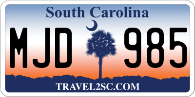 SC license plate MJD985