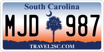 SC license plate MJD987