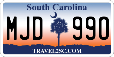 SC license plate MJD990