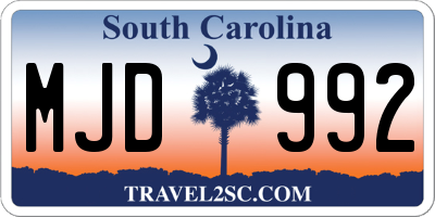 SC license plate MJD992