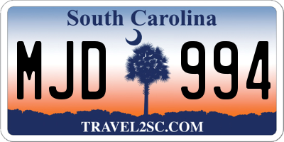SC license plate MJD994