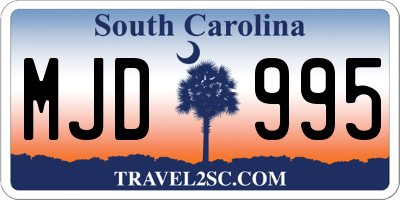 SC license plate MJD995