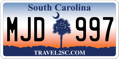 SC license plate MJD997