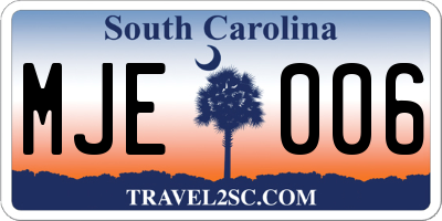 SC license plate MJE006