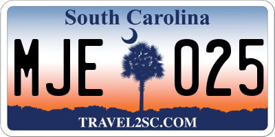 SC license plate MJE025