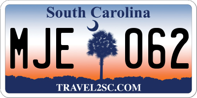 SC license plate MJE062