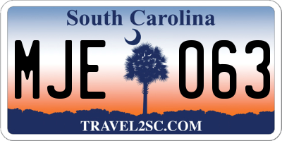 SC license plate MJE063