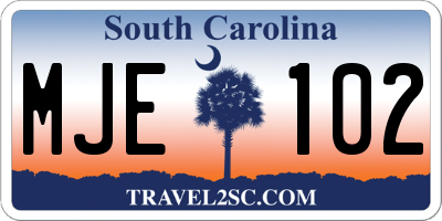 SC license plate MJE102