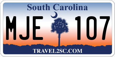 SC license plate MJE107
