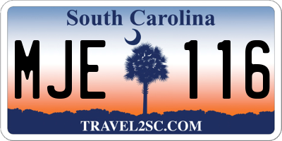 SC license plate MJE116