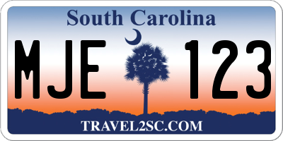 SC license plate MJE123