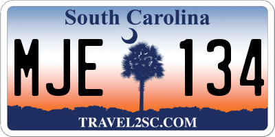 SC license plate MJE134