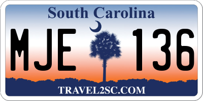 SC license plate MJE136