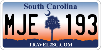 SC license plate MJE193