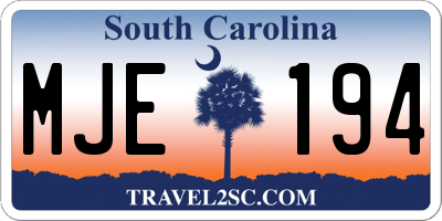 SC license plate MJE194
