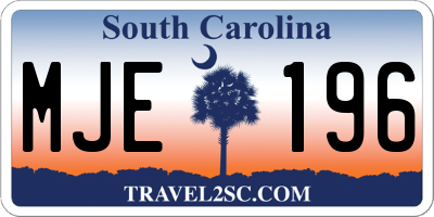 SC license plate MJE196