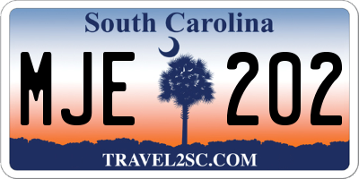 SC license plate MJE202