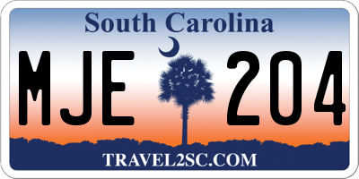 SC license plate MJE204
