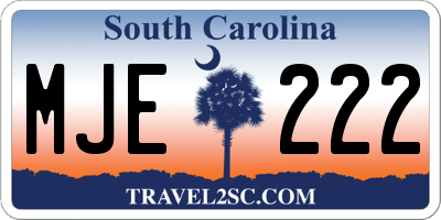 SC license plate MJE222