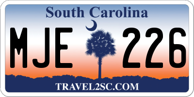 SC license plate MJE226
