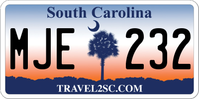 SC license plate MJE232